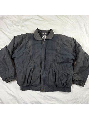Drummer Boy Mens Size XL Black Vintage Insulated Bomber Jacket Coat Winter